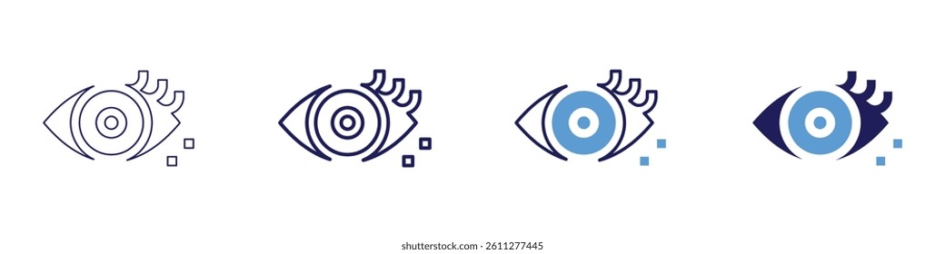 Eye focus speed training icon in 4 different styles. Thin Line, Line, Bold Line, Duotone. Duotone style. Editable stroke.