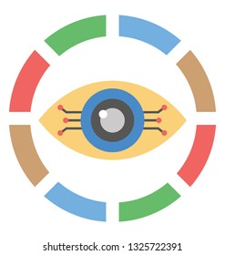 Eye focus symbol flat icon, cyber monitoring 