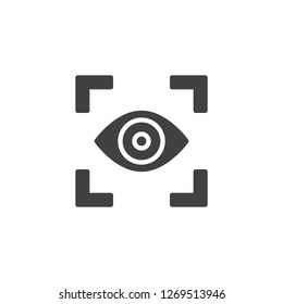 Eye Focus vector icon. filled flat sign for mobile concept and web design. Photo camera eye focus simple solid icon. Symbol, logo illustration. Pixel perfect vector graphics