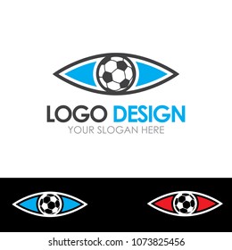 Eye Football Logo Design Template Vector