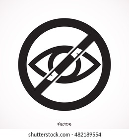 eye forbidden icon, on white background