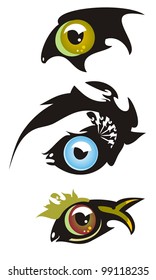 Eye in the form of fish. Three variants
