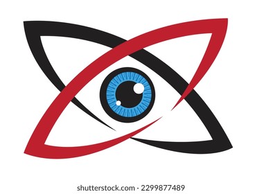 Auge mit Rahmen. Biometrisches Technologiesystem. Bearbeitbare Clipart Art.