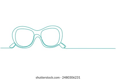 Eye frame glasses isolated on white background. Single hand drawn sunglasses illustration.