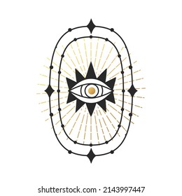 Eye frame Mystical Icon logo. Vector Illustration. Minimal Line art Style. Boho, Esoteric. Ramadan Kareem Designs.