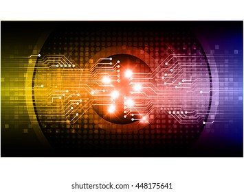 eye future technology, security concept background, Dar yellow red purple cyber Light Abstract for computer graphic website internet. circuit. illustration. infographics. motion move. binary