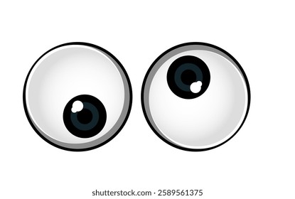 Eye Gaze Emoji Icon. cartoon cute round eyes