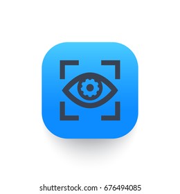 eye with gear icon, vector symbol