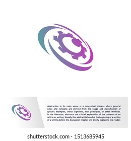 Eye with Gear Logo design vector template. Spiral Vision with Mechanic icon, Vortex, Circle. Colorful Icon