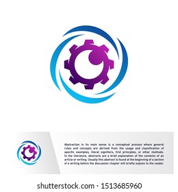 Eye with Gear Logo design vector template. Spiral Vision with Mechanic icon, Vortex, Circle. Colorful Icon