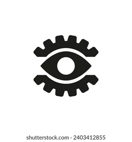 Ojo y equipo. Ilustración vectorial y dibujo sobre fondo blanco aislado.