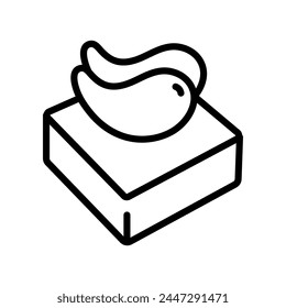Eye gel patches box line icon. Linear logo for cosmetics. Simple illustration of eye mask. Contour isolated vector sign on white.