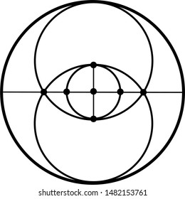Eye geometric intersection icon in outline style. 