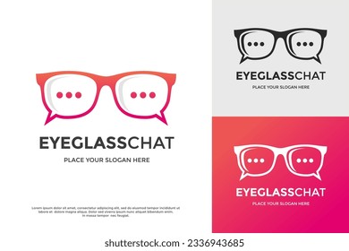 Plantilla de logotipo vectorial de chat de vidrio ocular.