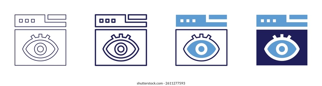 Eye glass lens type icon in 4 different styles. Thin Line, Line, Bold Line, Duotone. Duotone style. Editable stroke.