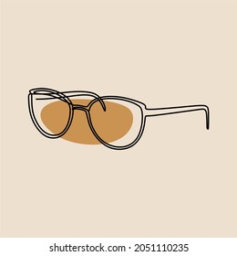 Eye glass oneline continuous line art premium vector