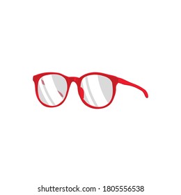 Accesorio de gafas oculares. Moda roja redondeada en relieve de dibujos animados para mujeres de anteojos ilustraciones vectoriales aisladas en fondo blanco