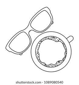 eye glasses with coffee cup