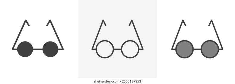 Eye glasses icon collection in black and colored style.