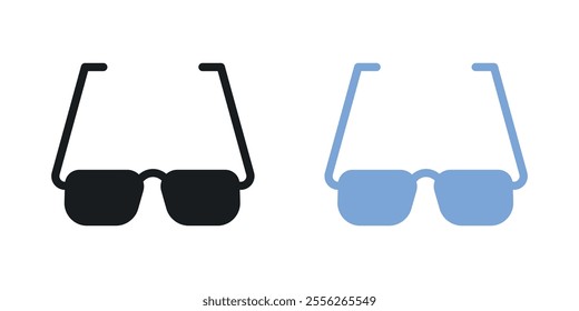 Eye glasses icon set in black and colored versions.