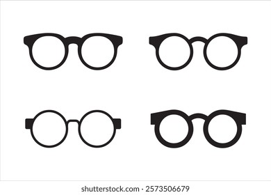 Eye glasses icon set. Eye glasses icon. Plastic frame modern eyeglasses. Black eye glasses vector illustration on white background.