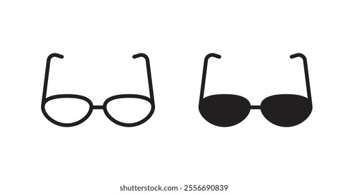 Eye glasses icon set in Thin line black color.