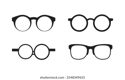 Eye Glasses icon set vector on black and white.