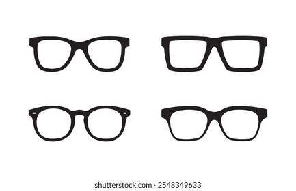 Eye Glasses icon set vector on black and white.