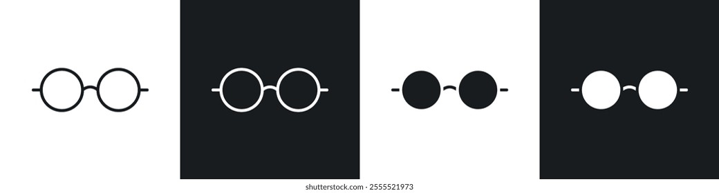 Eye glasses icon vector collection in black and white.