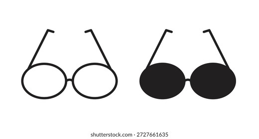 Eye glasses icons collection. Thin linear and black flat icons