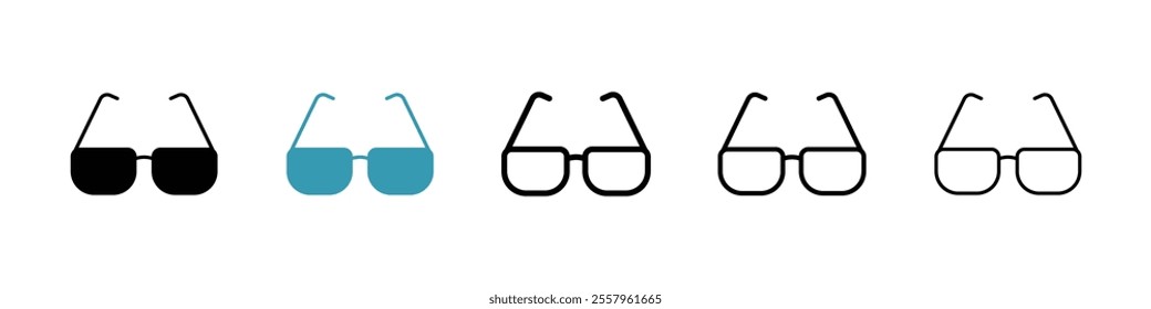 Eye glasses icons pack in black and blue.