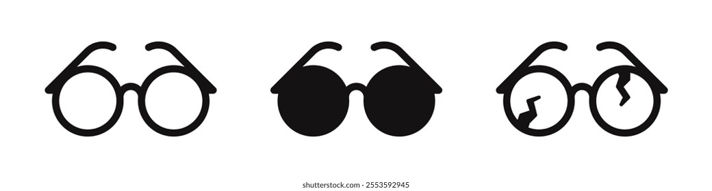 Eye glasses icons set. Retro glasses symbol collection. Vector illustration. 