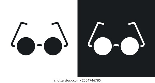 Eye glasses icons in solid black and white colors