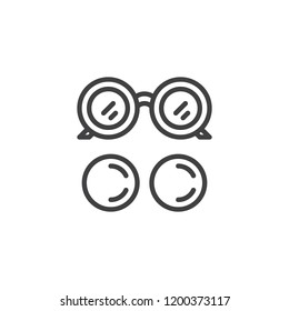 Eye glasses and eye lens outline icon. linear style sign for mobile concept and web design. Ocular simple line vector icon. Symbol, logo illustration. Pixel perfect vector graphics