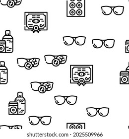 Eye Glasses And Lens Vector Seamless Pattern Thin Line Illustration