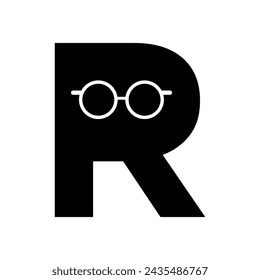 Eye glasses logo Logo combine with letter R vector template