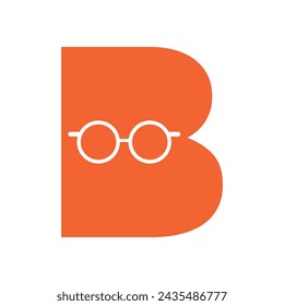 Logotipo de gafas de ojo combinado con plantilla de vector de letra B