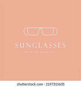 Eye glasses logo design. Modern eyeglasses icon isolated on peach backgound, minimal line glasses sign, vector illustration