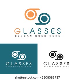 Plantilla de diseño del logotipo de gafas oculares. Pescado de gafas modernas, ilustración vectorial