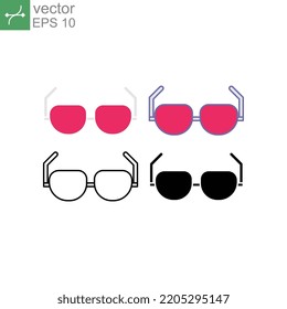 Eye Glasses modern Frames Style. Summer eyewear sun protection sunglass protection, UV glasses stylish,Fashion spectacles accessory. vacation icon. Vector illustration Design on white background EPS10