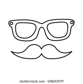 eye glasses and mustache hipster style icon vector illustration design