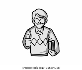 eye glasses nerd student cartoon character