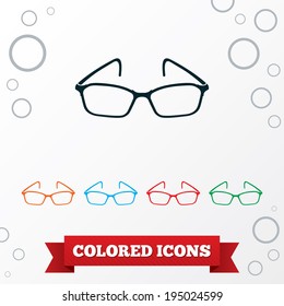 Eye glasses. Optical glass appliance for vision.  Round circles symbols. Vector