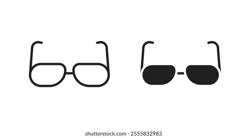 Eye glasses outlined and solid icon vector collection.