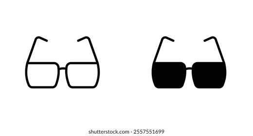 Eye glasses outlined and solid icon vector collection.