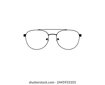 Eye Glasses Silhouette, Front View, Flat Style, can use for Pictogram, Logo Gram, Apps, Art Illustration, Template for Avatar Profile Image, Website, or Graphic Design Element. Vector Illustration