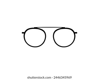 Brille Silhouette, Vorderansicht, Flacher Stil, kann für Piktogramm, Logo Gram, App, Kunstdarstellung, Vorlage für Avatar Profil Bild, Website oder Grafikdesign Element verwendet werden. Vektorillustration