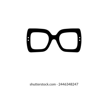 Eye Glasses Silhouette, Front View, Flat Style, can use for Pictogram, Logo Gram, Apps, Art Illustration, Template for Avatar Profile Image, Website, or Graphic Design Element. Vector Illustration