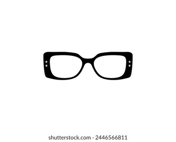 Eye Glasses Silhouette, Front View, Flat Style, can use for Pictogram, Logo Gram, Apps, Art Illustration, Template for Avatar Profile Image, Website, or Graphic Design Element. Vector Illustration