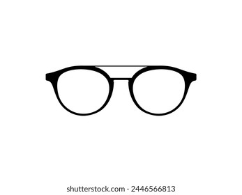 Eye Glasses Silhouette, Front View, Flat Style, can use for Pictogram, Logo Gram, Apps, Art Illustration, Template for Avatar Profile Image, Website, or Graphic Design Element. Vector Illustration
